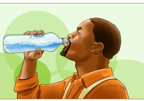 Man Drinking Nestle Water
